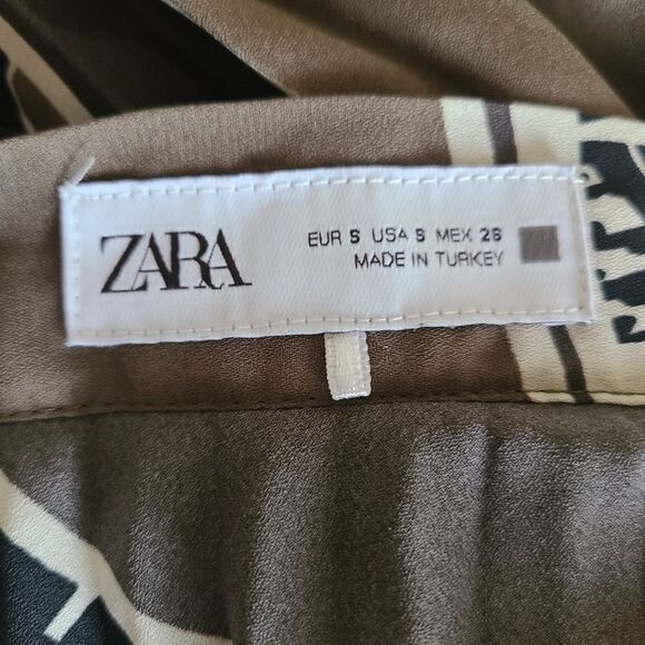 zara midi skirt pleated olive camo abstract womens size S - Picture 5 of 8